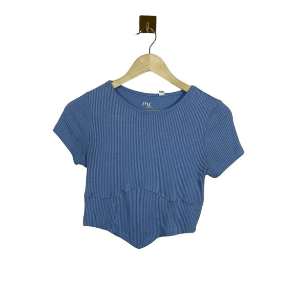 PacSun Women’s Ribbed Fitted Cropped Tee in Blue Size S - Picture 6 of 10